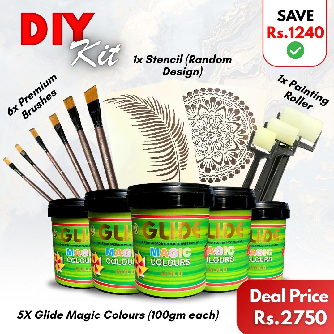DIY Kit | 5x Glide, 6x Brushes, 1x Stencil & 1x Roller