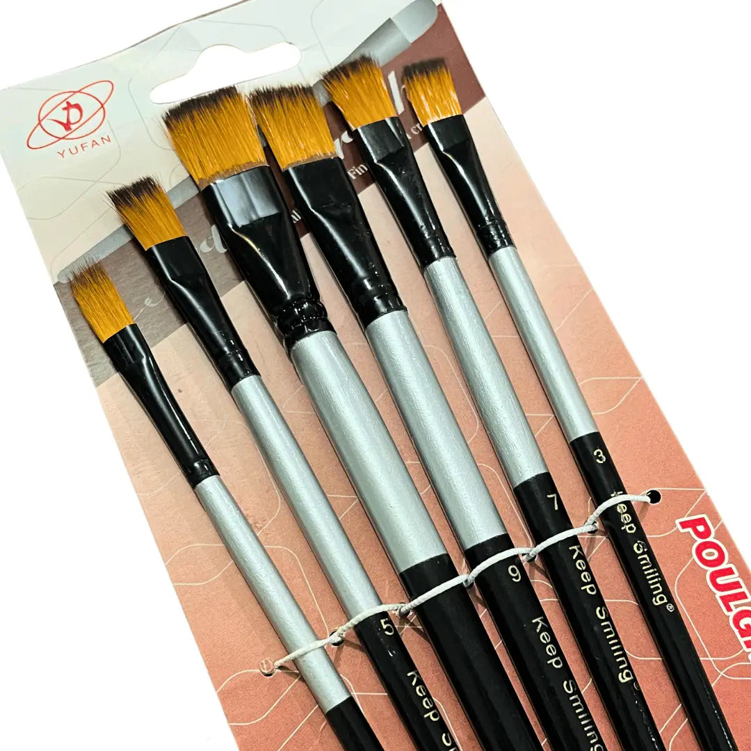 Set of 6 Silver & Black Brushes (Premium)
