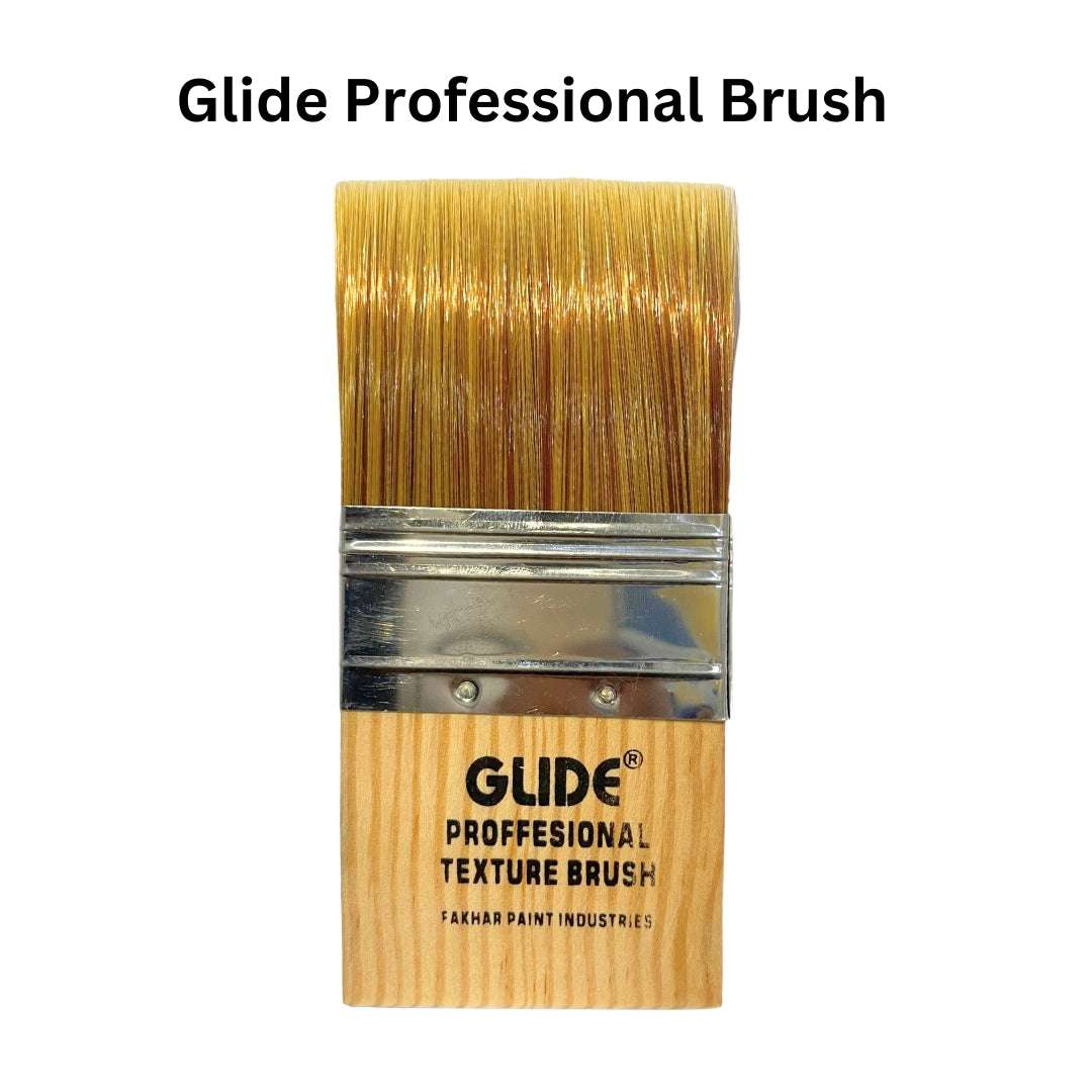 Glide Professional Texture Brush with wooden handle and golden bristles for painting
