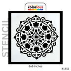6x6 inch floral mandala stencil for painting, crafting, and DIY projects