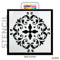 6x6 inch decorative stencil with ornate floral scroll design, ideal for painting and crafts