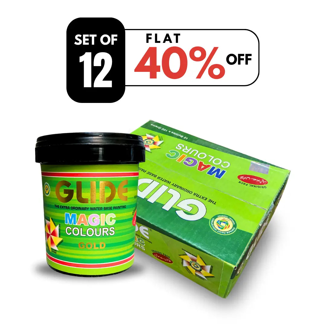 Glide Magic Colours Gold water-based paint set of 12, 40% off