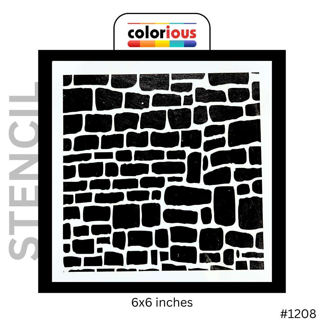 6x6 inch stone wall stencil for painting, craft, and DIY projects, #1208