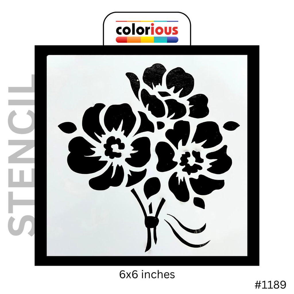 6x6 inch floral stencil with peony design, reusable craft template for painting and DIY projects