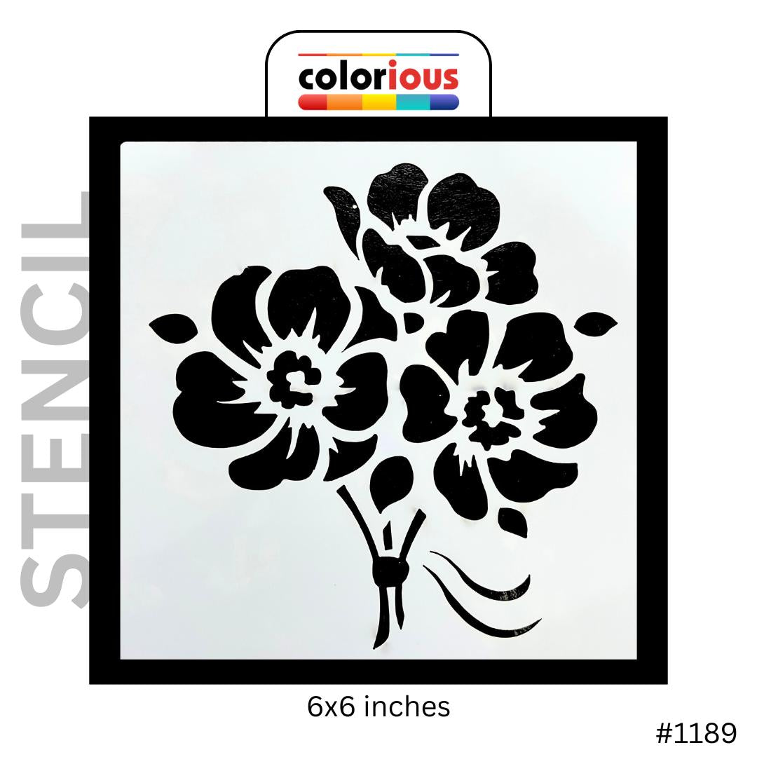 6x6 inch floral stencil with peony design, reusable craft template for painting and DIY projects