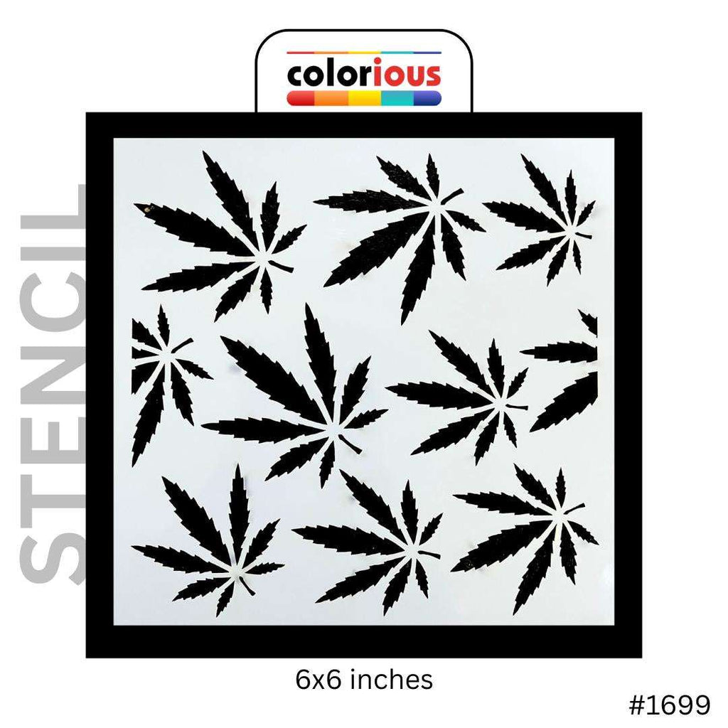 6x6 inch cannabis leaf stencil for painting and crafts, reusable design #1699
