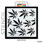 6x6 inch cannabis leaf stencil for painting and crafts, reusable design #1699