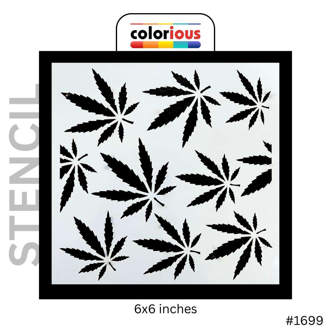 6x6 inch cannabis leaf stencil for painting and crafts, reusable design #1699