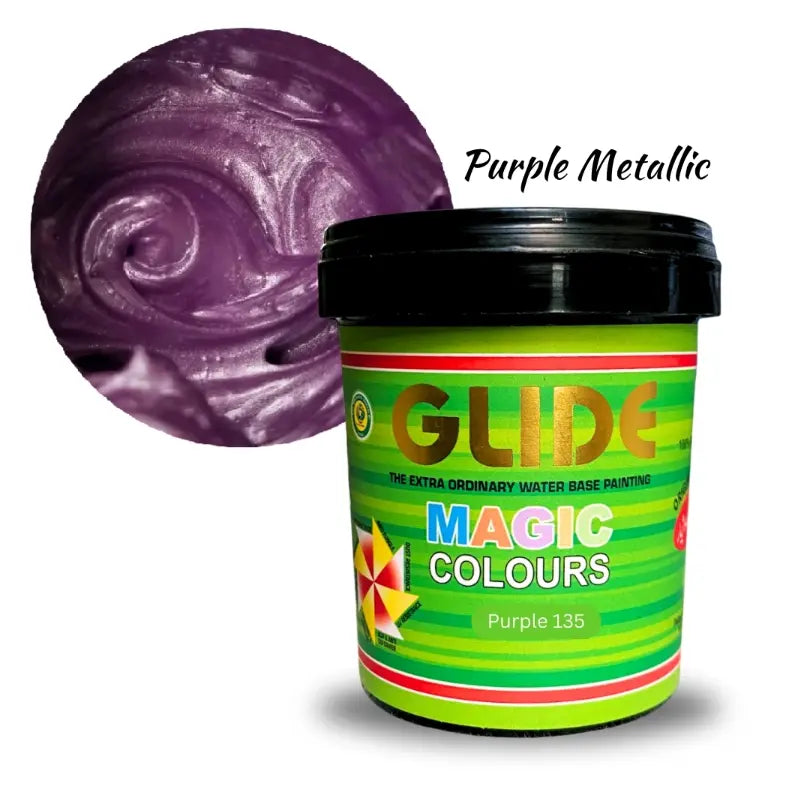 Purple Metallic Magic Colours paint by Glide, water-based, vibrant purple 135 shade