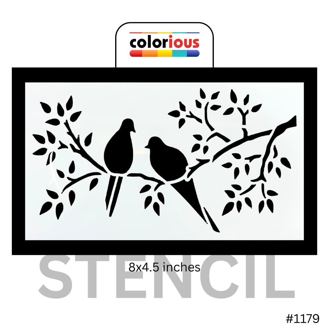 Birds on Branch Stencil 8x4.5 inches for Painting Crafts
