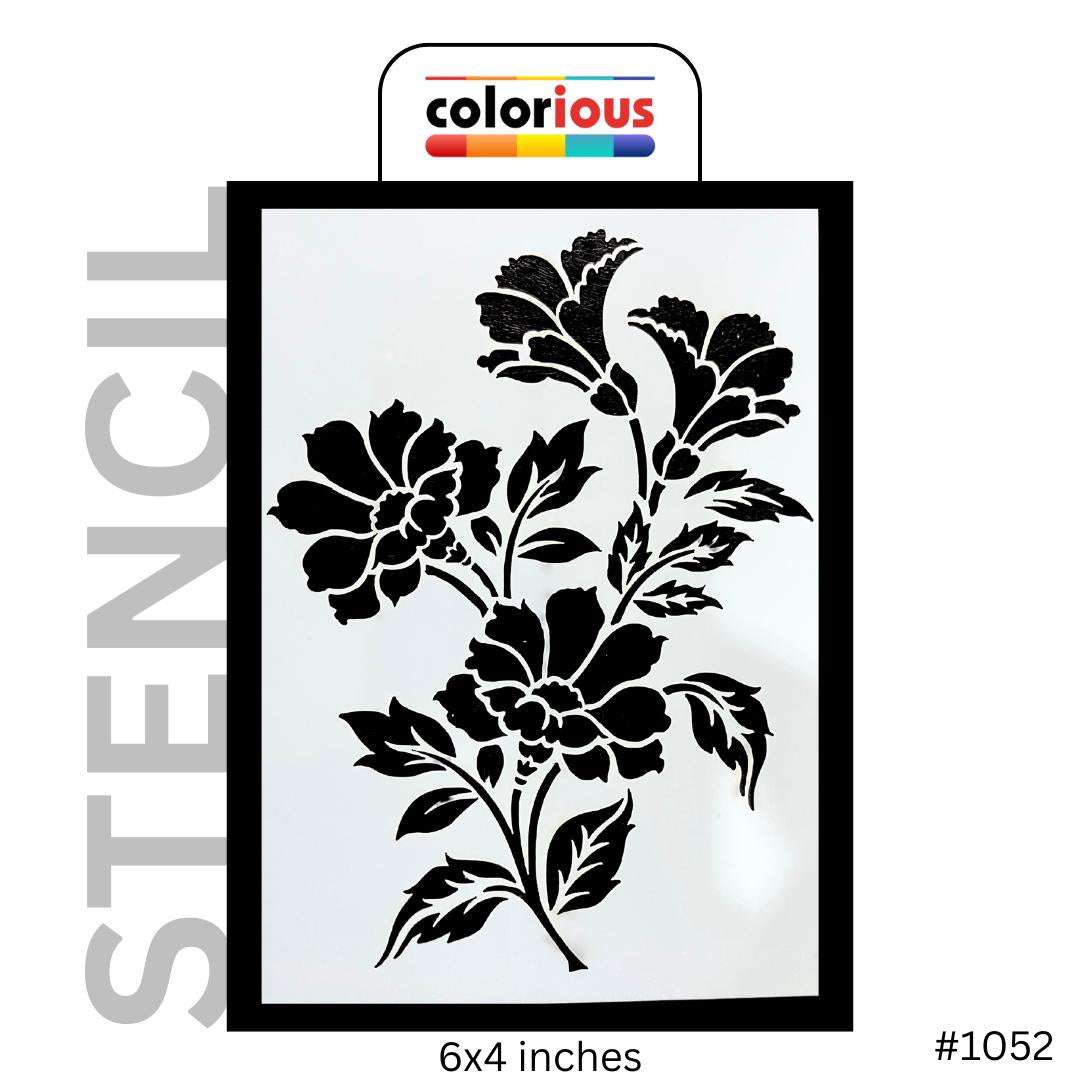 6x4 inch floral stencil with peony design, reusable craft template for painting and DIY projects
