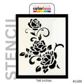 7x6 inch floral rose stencil with swirling leaves, ideal for painting and crafts