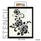 7x6 inch floral rose stencil with swirling leaves, ideal for painting and crafts