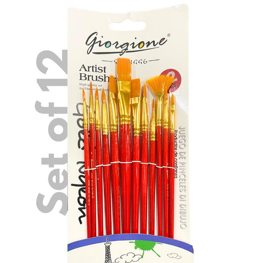 Set of 12 Multi Shapes Artist Brushes
