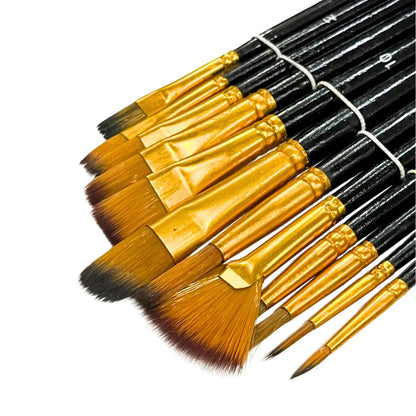 Set of 12 Multi Shapes Artist Brushes