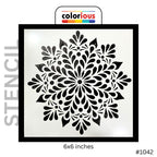 6x6 inch floral stencil with intricate mandala design for crafting and painting projects