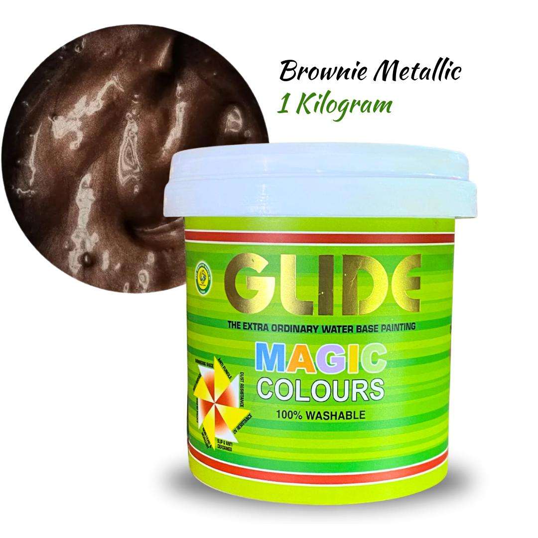 Brownie Metallic 1kg Glide Magic Colours water-based washable paint with shimmer finish