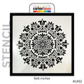 6x6 inch mandala stencil with floral pattern, reusable craft template #1452