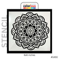 6x6 inch mandala stencil with intricate floral design, #1450