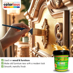 Hand painting ornate wood furniture with gold metallic paint for modern makeover