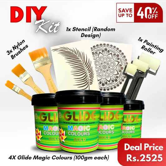 DIY Kit | 4x Glide, 3x Nylon Brushes, 1x Stencil & 1x Roller