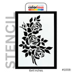 6x4 inch floral rose stencil for painting, crafting, and DIY projects, #1008