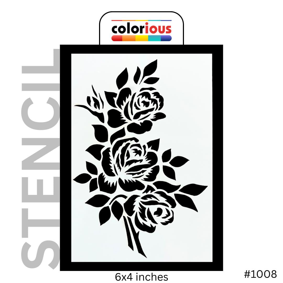 6x4 inch floral rose stencil for painting, crafting, and DIY projects, #1008