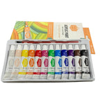 12-color acrylic paint set with brushes, ideal for artists and creative projects