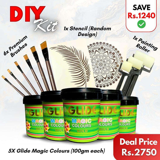 DIY Kit | 5x Glide, 6x Brushes, 1x Stencil & 1x Roller