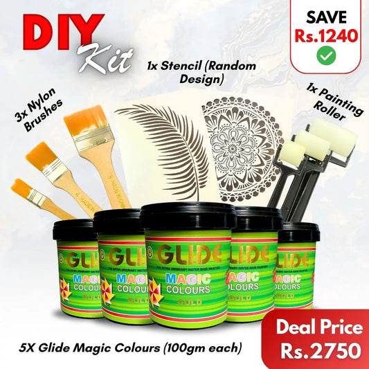 DIY Kit | 5x Glide, 3x Nylon Brushes, 1x Stencil & 1x Roller