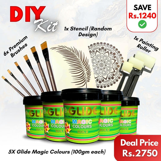 DIY Kit | 5x Glide, 6x Brushes, 1x Stencil & 1x Roller