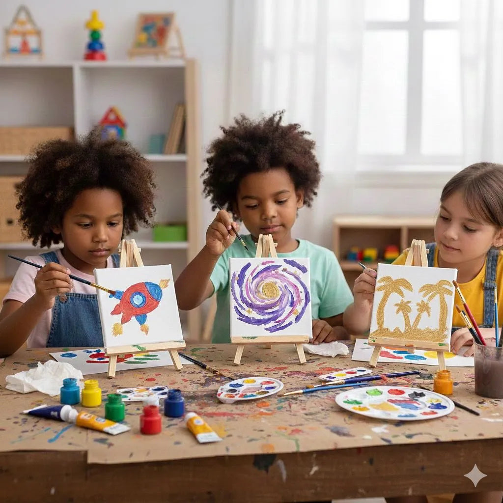 Kids Deal (1x Glide Magic 100g, 12x Acrylic Paint Tubes, 3x Nylon Brushes, 3x Canvas & 1x Color Mixing Pallet)