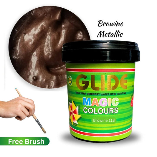 Glide Magic Colours Browine Glitter Water Based Metallic Paint with Free Brush - Colorious Store