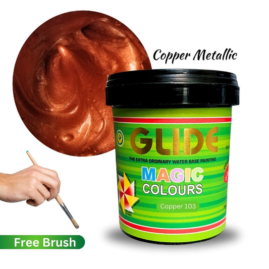 Glide Magic Colours Copper Glitter Water Based Metallic Paint with Free Brush - Colorious Store