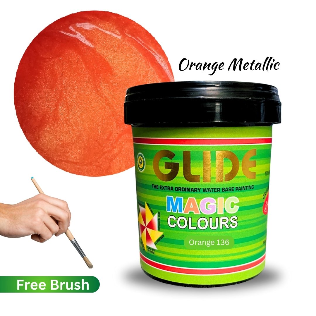 Glide Magic Colours Glitter Water Based Metallic Paint | All Colors Avaiable with Free Brush - Colorious Store