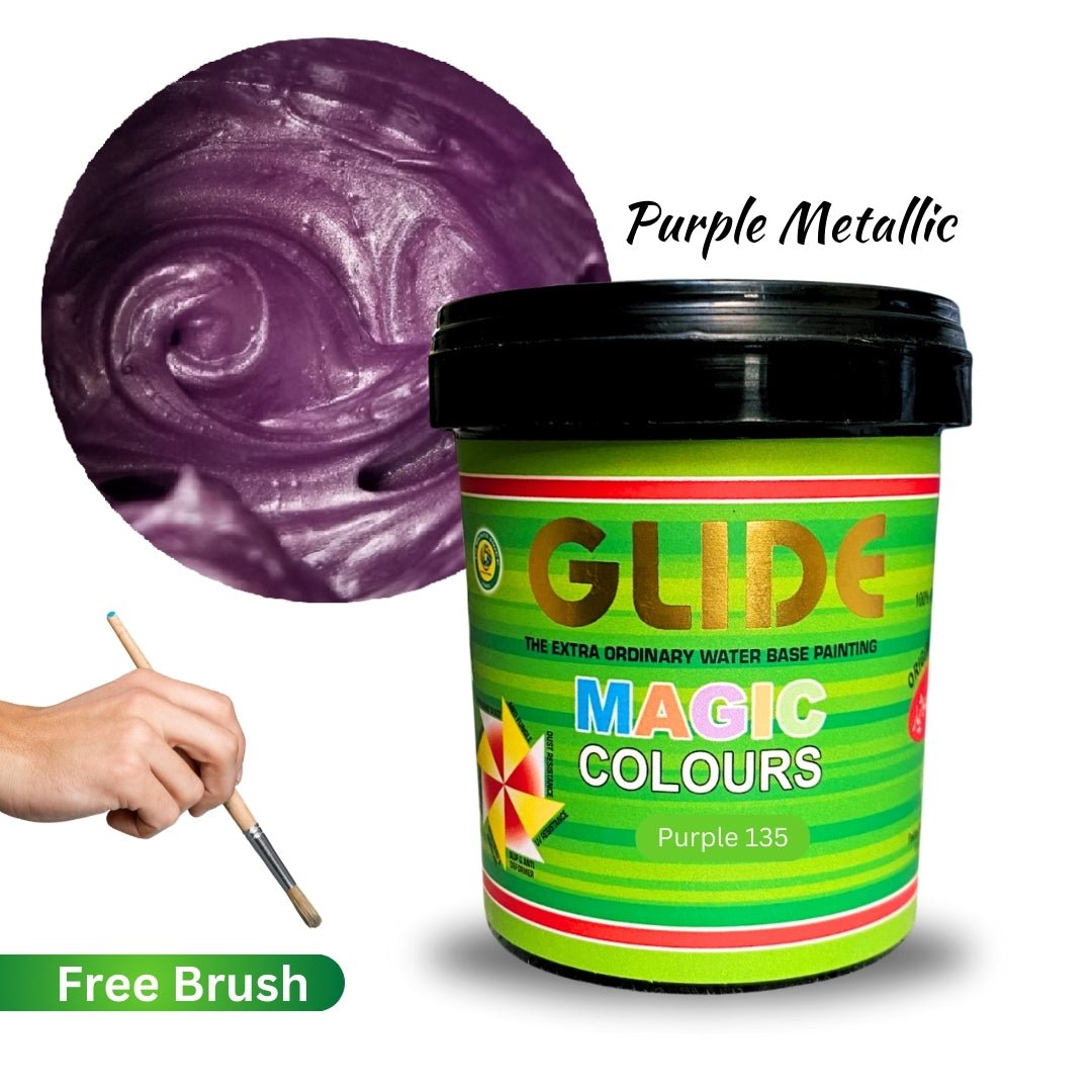 Glide Magic Colours Glitter Water Based Metallic Paint | All Colors Avaiable with Free Brush - Colorious Store