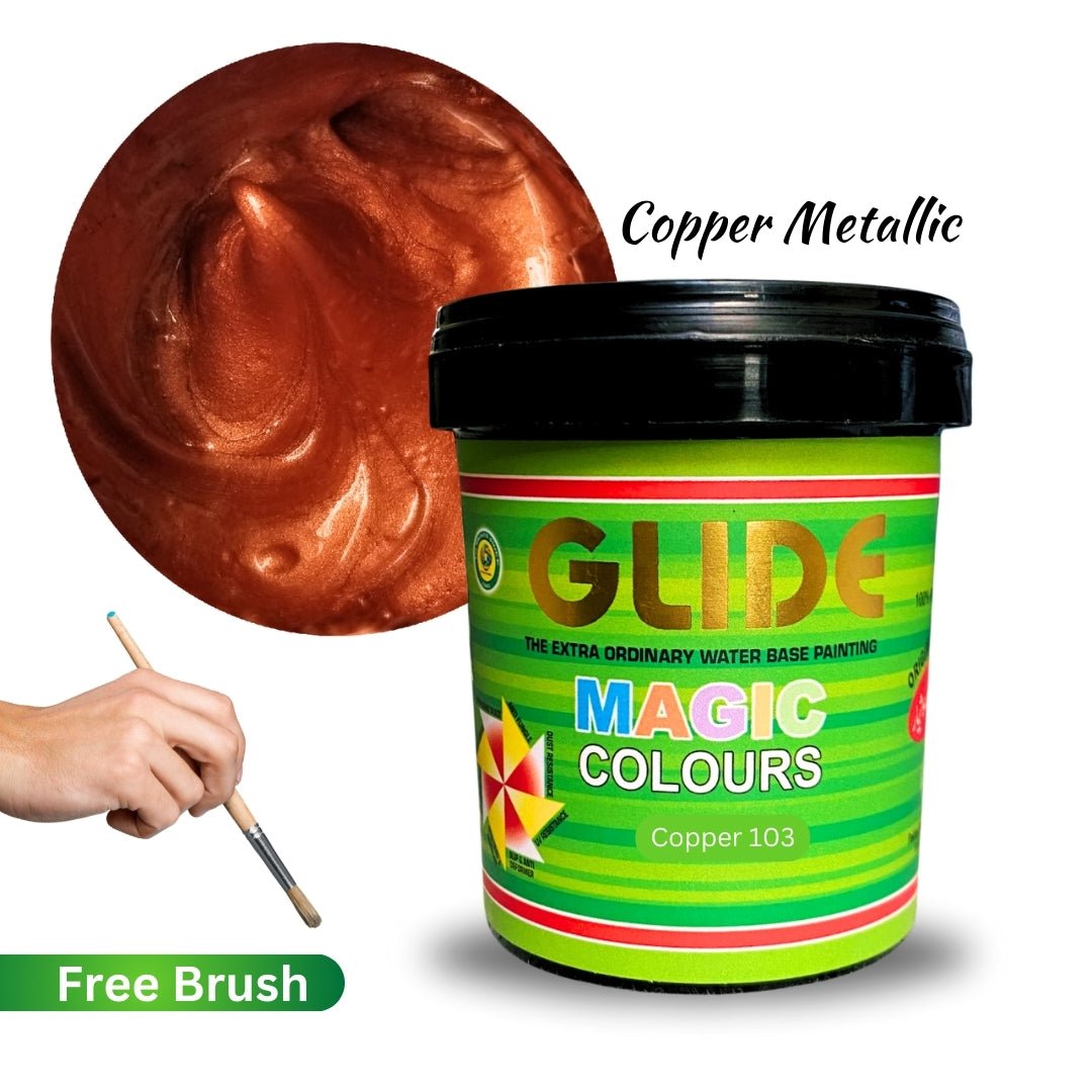 Glide Magic Colours Glitter Water Based Metallic Paint | All Colors Avaiable with Free Brush - Colorious Store