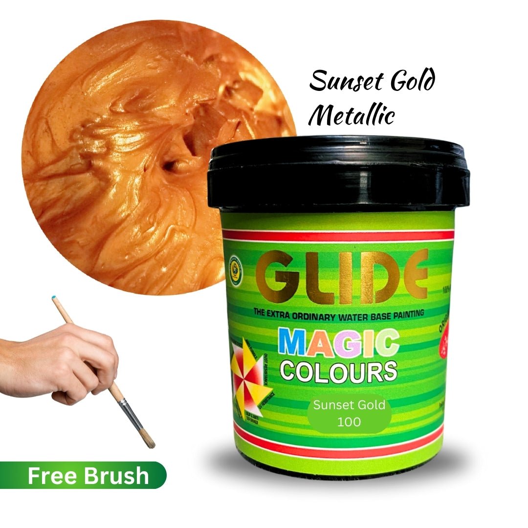 Glide Magic Colours Glitter Water Based Metallic Paint | All Colors Avaiable with Free Brush - Colorious Store