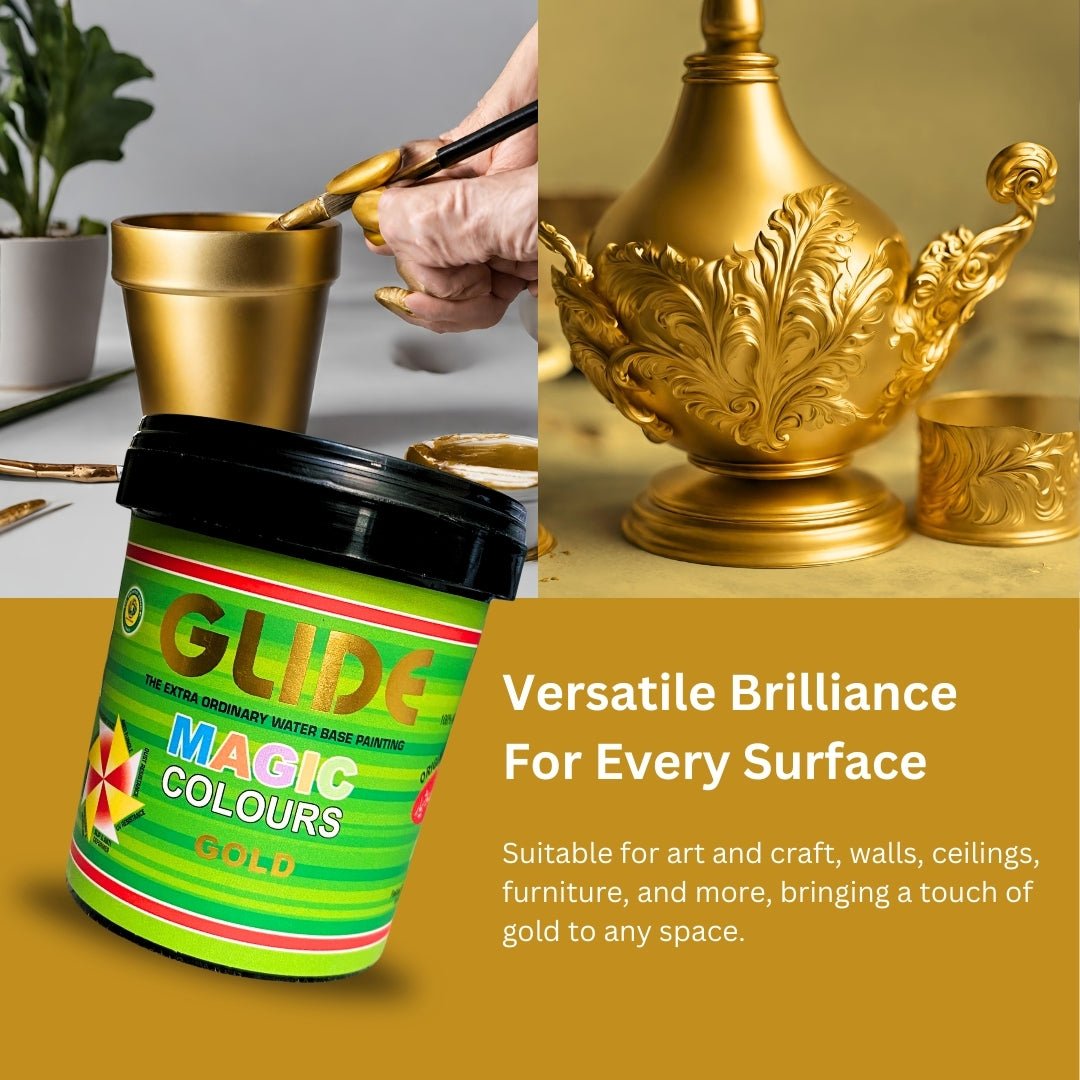 Glide Magic Colours Glitter Water Based Metallic Paint | All Colors Avaiable with Free Brush - Colorious Store