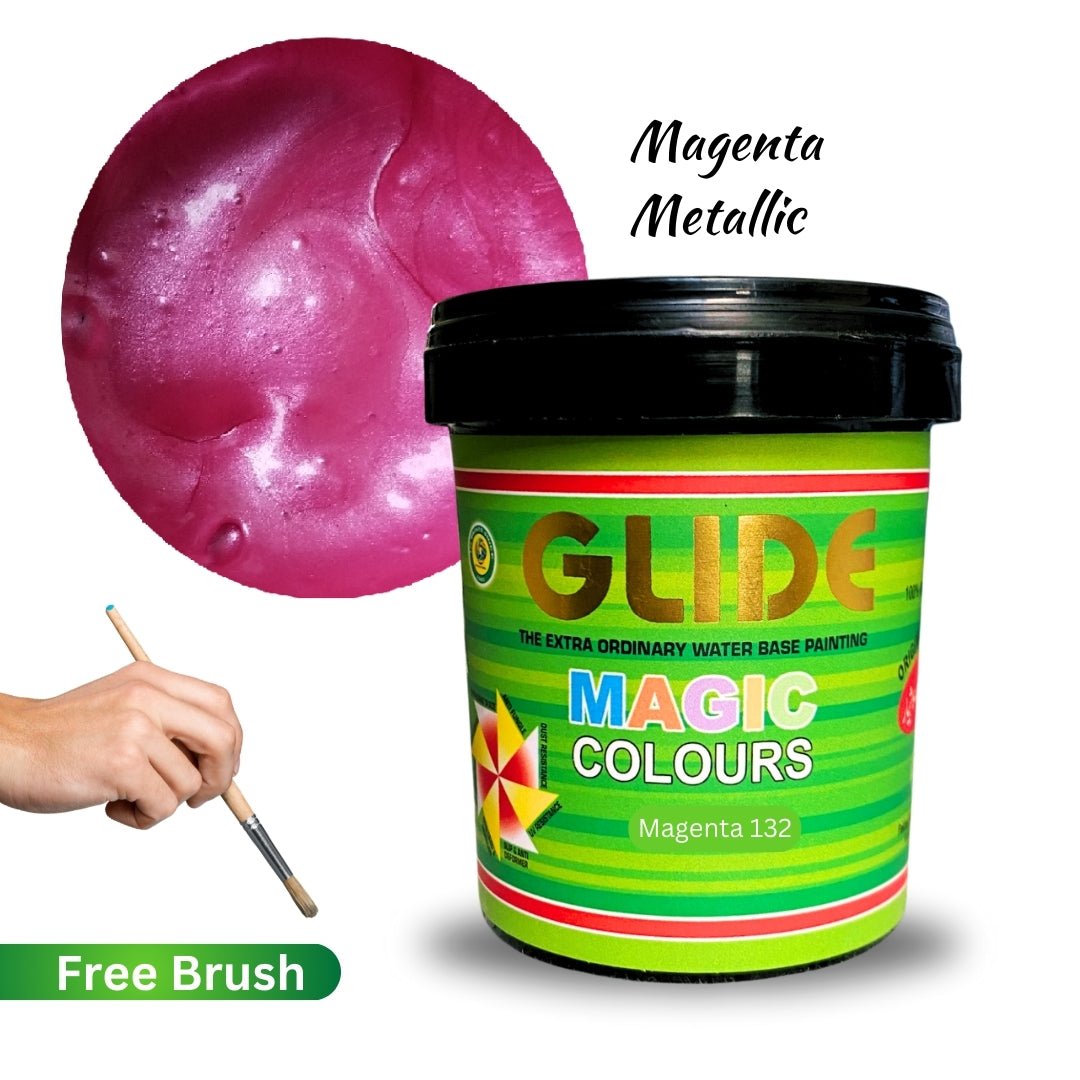 Glide Magic Colours Glitter Water Based Metallic Paint | All Colors Avaiable with Free Brush - Colorious Store