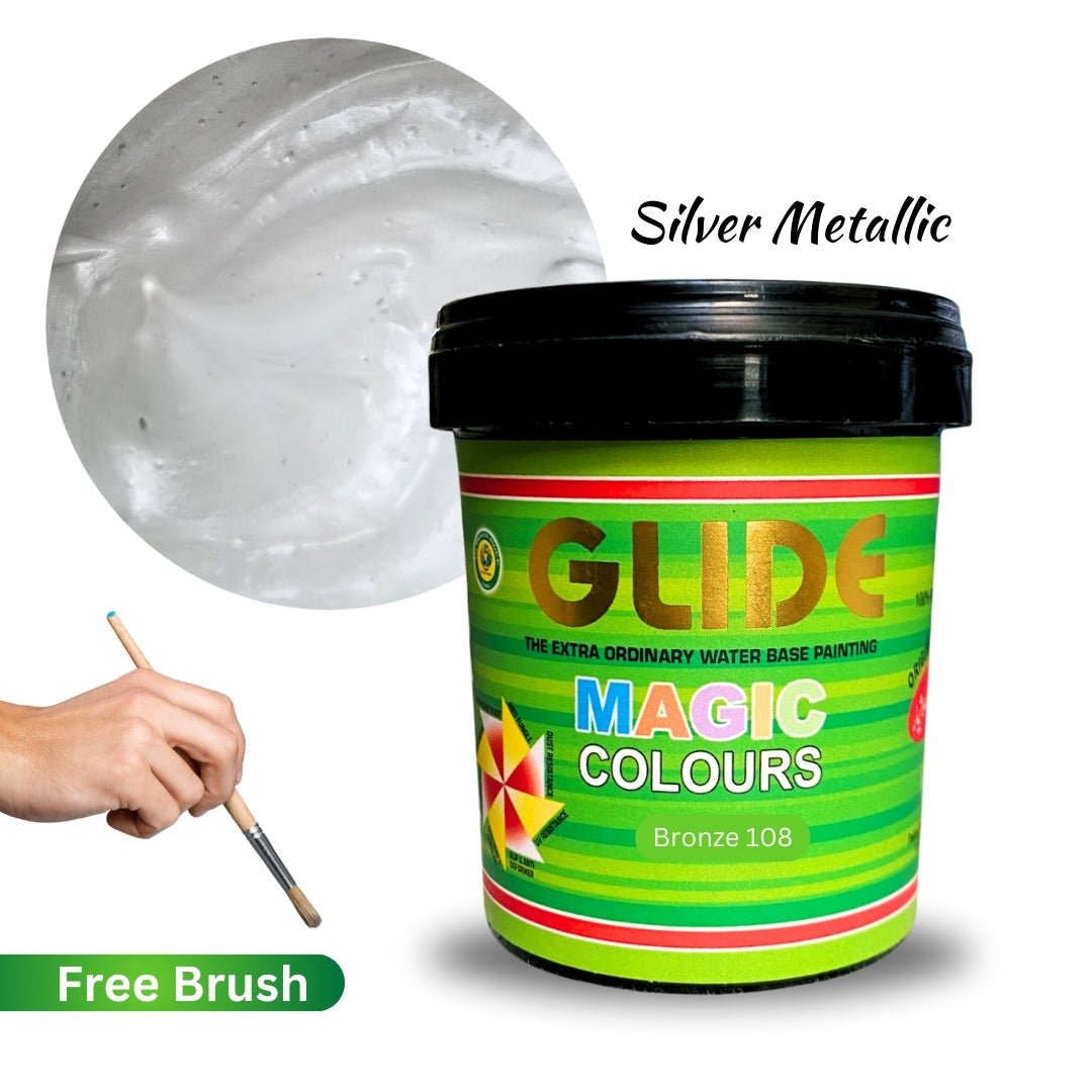 Glide Magic Colours Glitter Water Based Metallic Paint | All Colors Avaiable with Free Brush - Colorious Store