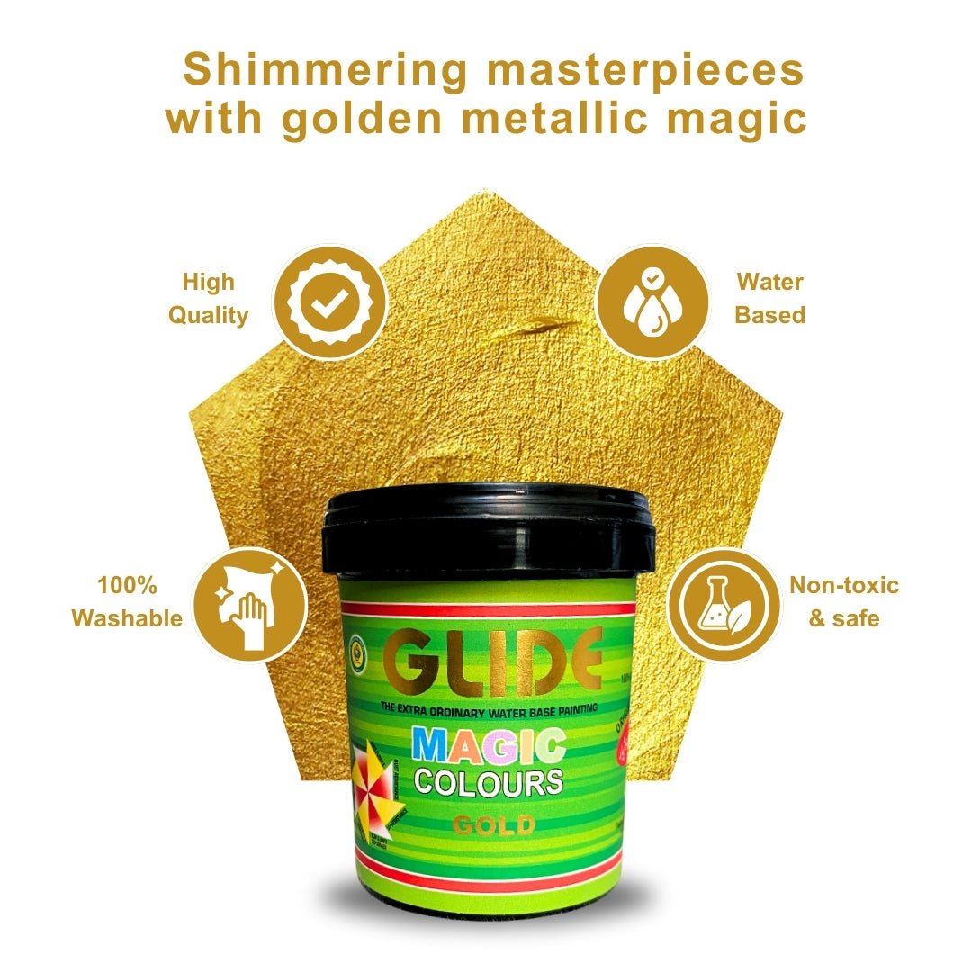 Glide Magic Colours Green Glitter Water Based Metallic Paint with Free Brush - Colorious Store